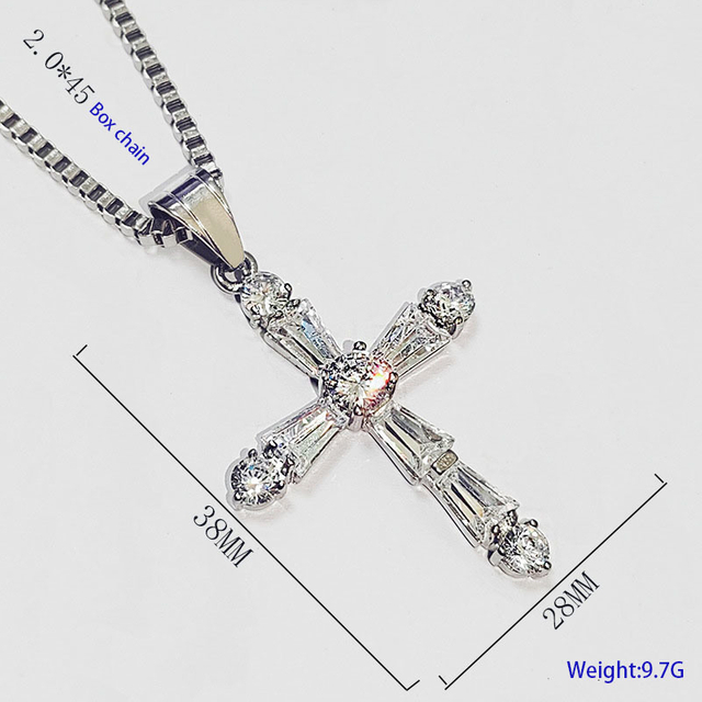 Stainless Steel Zirconia Cross Necklace Simple Cross Pendant Titanium Necklace Necklace