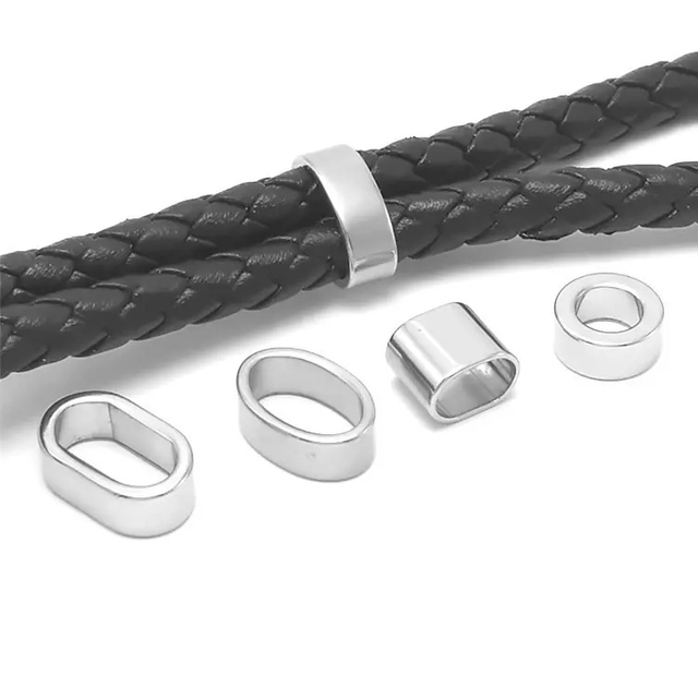 Wholesale Stainless Steel Spacer Beads Oval Seamless Positioning Ring Large Hole Spacer for Bracelet Leather Cord