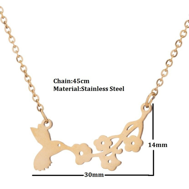 Wholesale Fashion Necklaces Jewelry Bird and Flower Pendant Necklaces Cute Fashion Stainless Steel Girl Necklaces
