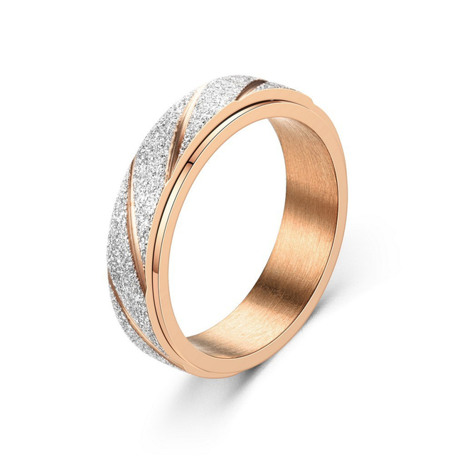 New Fashion Rotatable Frosted Anxiety Ring Gold Plated Rings Stainless Steel Ring for Women Men