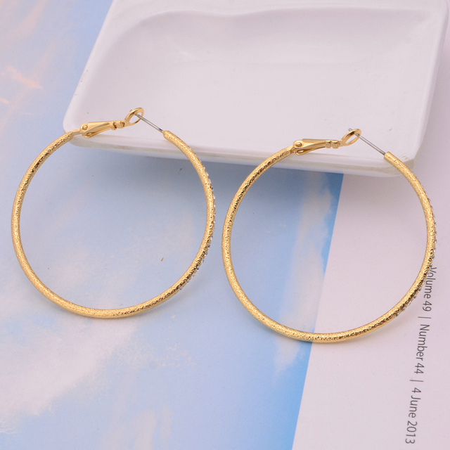 Oversize Diamond Hoop Earrings for Women Exaggerated Golden Rhinestone Earrings